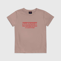 Футболка хлопковая детская Stranger Things, цвет: пыльно-розовый