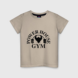 Футболка хлопковая детская Power House Gym, цвет: миндальный