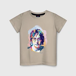 Футболка хлопковая детская John Lennon: Art, цвет: миндальный