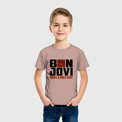 Футболка хлопковая детская Bon Jovi: Nice day, цвет: пыльно-розовый — фото 2