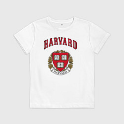 Футболка хлопковая детская Harvard university, цвет: белый