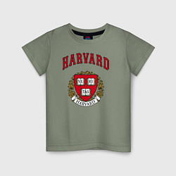 Футболка хлопковая детская Harvard university, цвет: авокадо