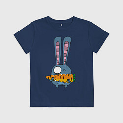 Футболка хлопковая детская Заяц с морковкой, цвет: тёмно-синий