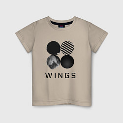 Футболка хлопковая детская BTS Wings, цвет: миндальный