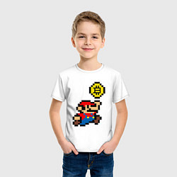 Футболка хлопковая детская Mario Bitcoin, цвет: белый — фото 2