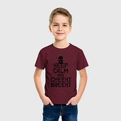 Футболка хлопковая детская Keep Calm & Cheeki Breeki, цвет: меланж-бордовый — фото 2