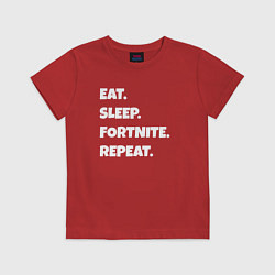 Футболка хлопковая детская Eat Sleep Fortnite Repeat, цвет: красный