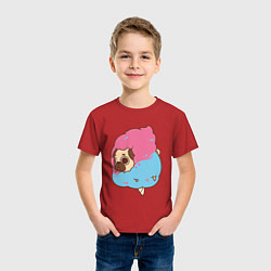 Футболка хлопковая детская Мопс-мороженое, цвет: красный — фото 2