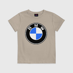 Футболка хлопковая детская Logo BMW, цвет: миндальный