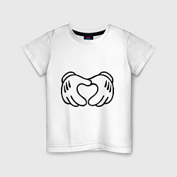 Футболка хлопковая детская Heart with hands, цвет: белый