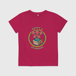 Футболка хлопковая детская Adopt a Demodog, цвет: маджента