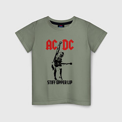Футболка хлопковая детская AC/DC: Stiff Upper Lip, цвет: авокадо