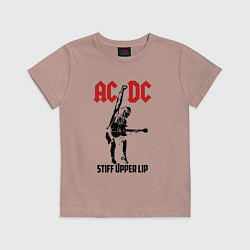 Футболка хлопковая детская AC/DC: Stiff Upper Lip, цвет: пыльно-розовый