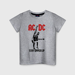 Футболка хлопковая детская AC/DC: Stiff Upper Lip, цвет: меланж