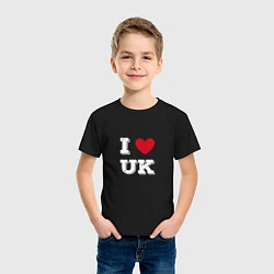 Футболка хлопковая детская I love UK, цвет: черный — фото 2