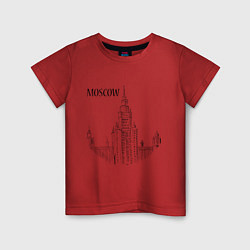 Футболка хлопковая детская Moscow MSU, цвет: красный