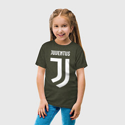 Футболка хлопковая детская FC Juventus цвета меланж-хаки — фото 2
