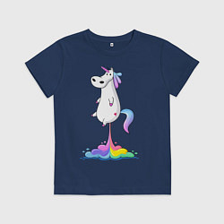 Футболка хлопковая детская Взлет единорога, цвет: тёмно-синий
