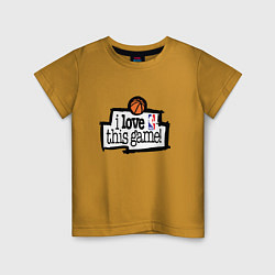 Футболка хлопковая детская Basketball: I love this game, цвет: горчичный