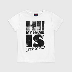 Футболка хлопковая детская My name is slim shady, цвет: белый