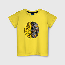 Футболка хлопковая детская Мозг инженера, цвет: желтый
