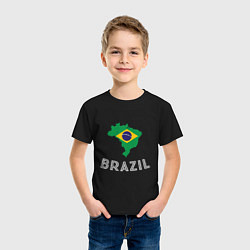 Футболка хлопковая детская Brazil Country, цвет: черный — фото 2