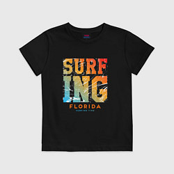 Футболка хлопковая детская Surfing Florida, цвет: черный