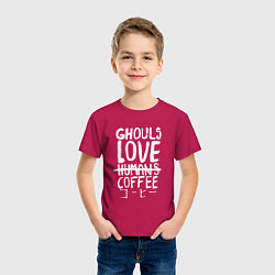 Футболка хлопковая детская Ghouls Love Coffee, цвет: маджента — фото 2