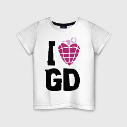 Футболка хлопковая детская I love GD, цвет: белый