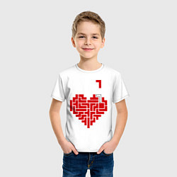 Футболка хлопковая детская Тетрис сердца, цвет: белый — фото 2