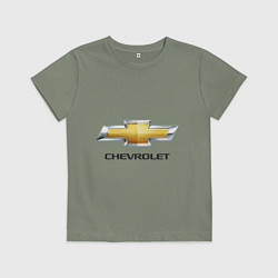 Футболка хлопковая детская Chevrolet логотип, цвет: авокадо