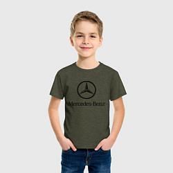Футболка хлопковая детская Logo Mercedes-Benz, цвет: меланж-хаки — фото 2