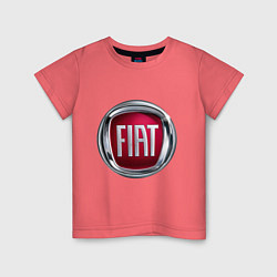 Футболка хлопковая детская FIAT logo, цвет: коралловый