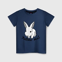 Футболка хлопковая детская Rabbit: follow me, цвет: тёмно-синий