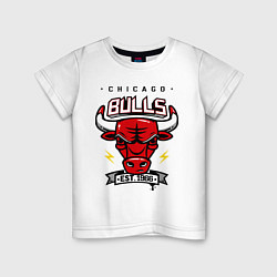 Футболка хлопковая детская Chicago Bulls est. 1966, цвет: белый