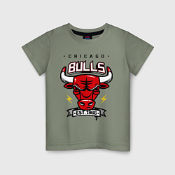 Футболка хлопковая детская Chicago Bulls est. 1966, цвет: авокадо