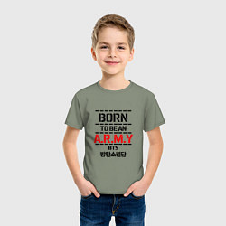 Футболка хлопковая детская Born to be an ARMY BTS, цвет: авокадо — фото 2