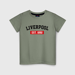 Футболка хлопковая детская FC Liverpool Est. 1892, цвет: авокадо