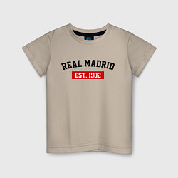 Футболка хлопковая детская FC Real Madrid Est. 1902, цвет: миндальный