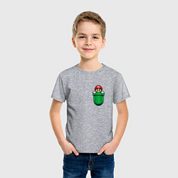 Футболка хлопковая детская Марио в кармане, цвет: меланж — фото 2