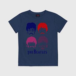 Футболка хлопковая детская The Beatles faces, цвет: тёмно-синий