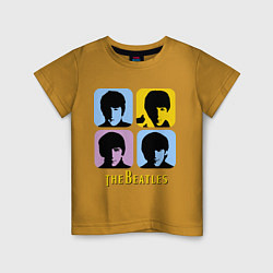 Футболка хлопковая детская The Beatles: pop-art, цвет: горчичный