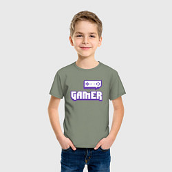 Футболка хлопковая детская Twitch Gamer, цвет: авокадо — фото 2