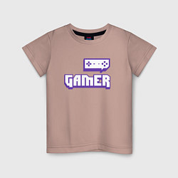 Футболка хлопковая детская Twitch Gamer, цвет: пыльно-розовый