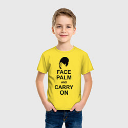 Футболка хлопковая детская Face palm and carry on, цвет: желтый — фото 2