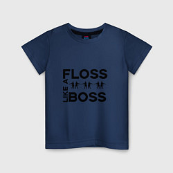 Футболка хлопковая детская Floss like a boss, цвет: тёмно-синий