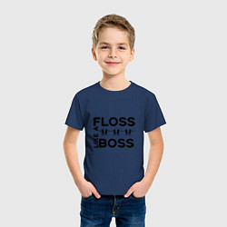 Футболка хлопковая детская Floss like a boss, цвет: тёмно-синий — фото 2