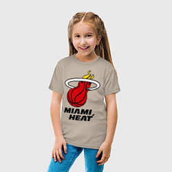 Футболка хлопковая детская Miami Heat-logo, цвет: миндальный — фото 2