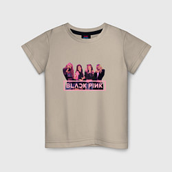 Футболка хлопковая детская Black Pink Band, цвет: миндальный