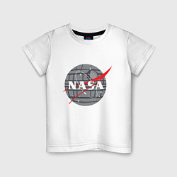 Футболка хлопковая детская NASA: Death Star, цвет: белый